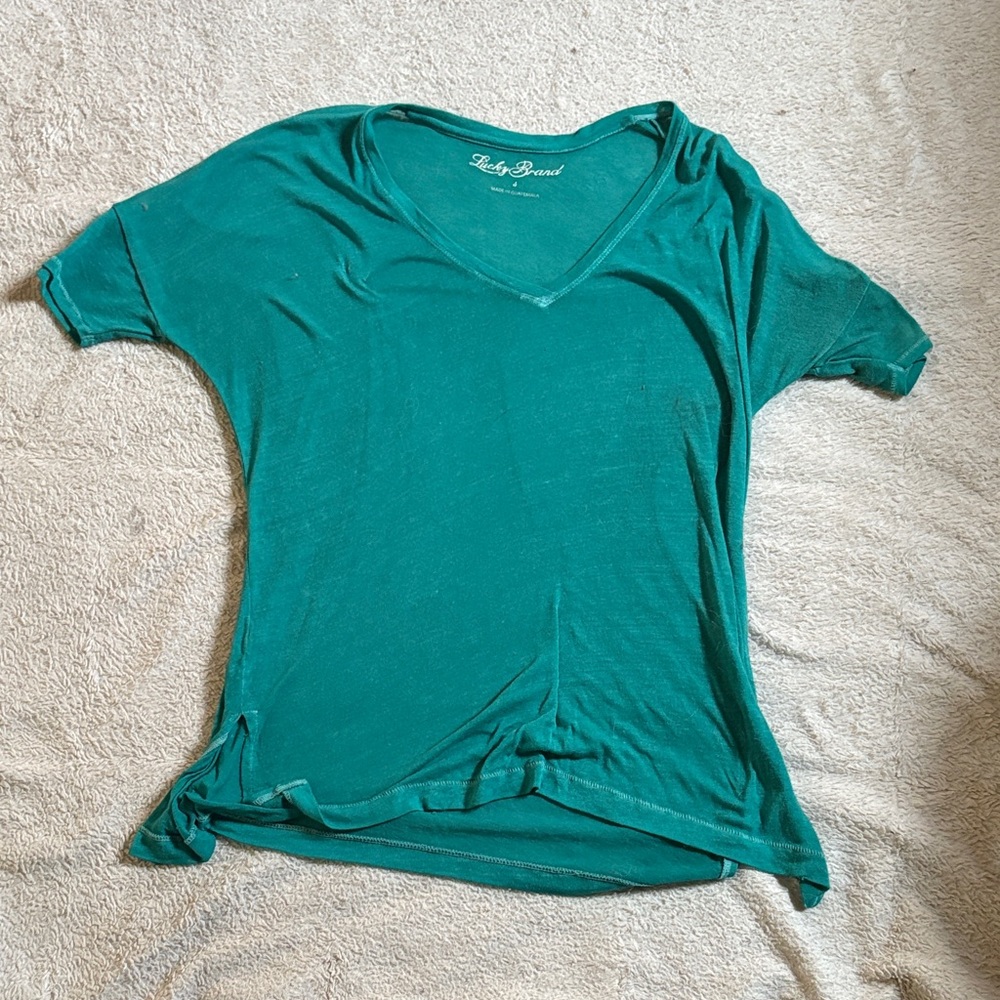 Lucky Brand Teal V-Neck Short Sleeve Tee
